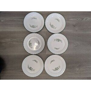 Set Of 6 Corelle Callaway  Ivy Pattern Salad Plates White & Green 7"